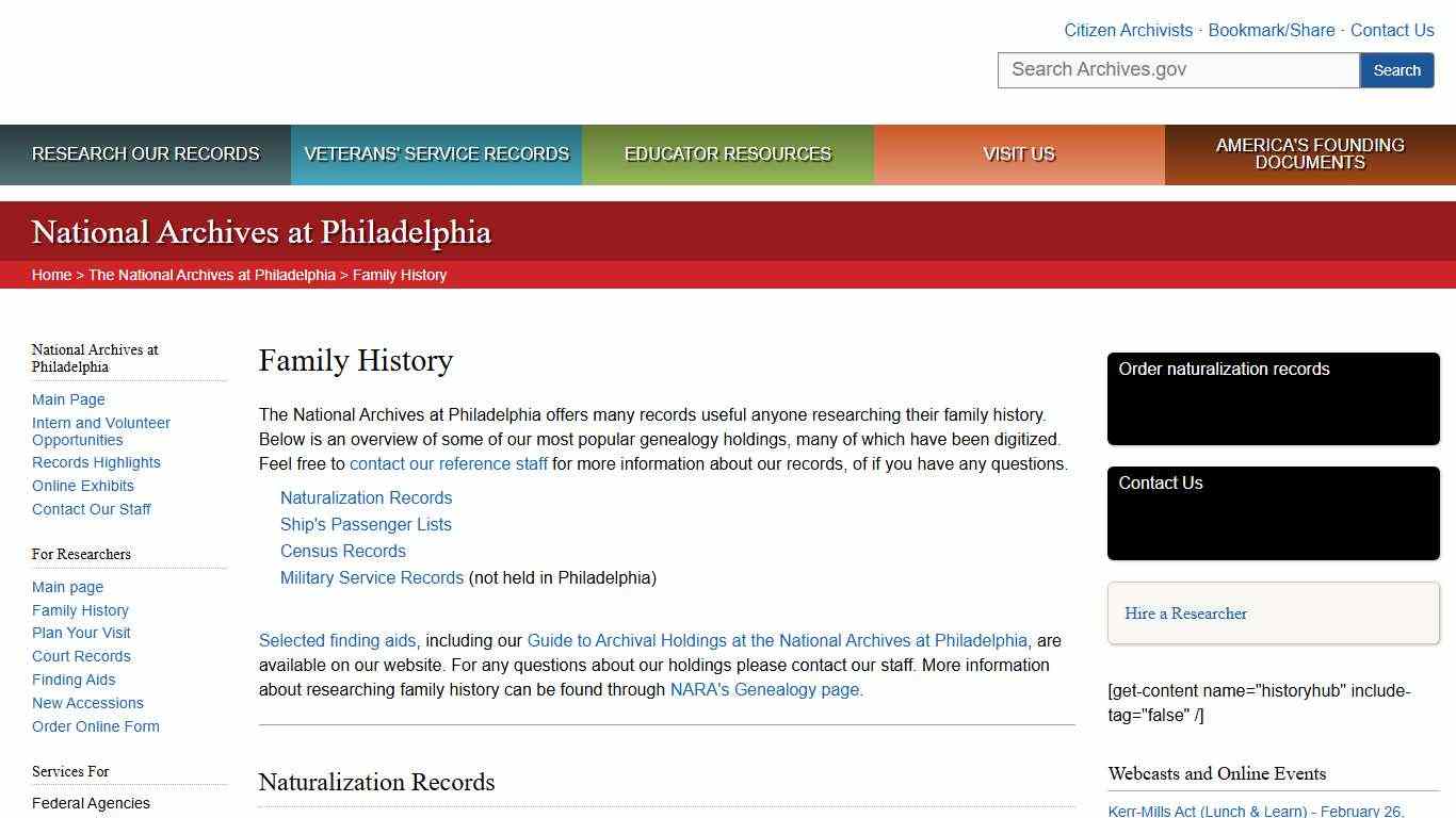 Family History National Archives