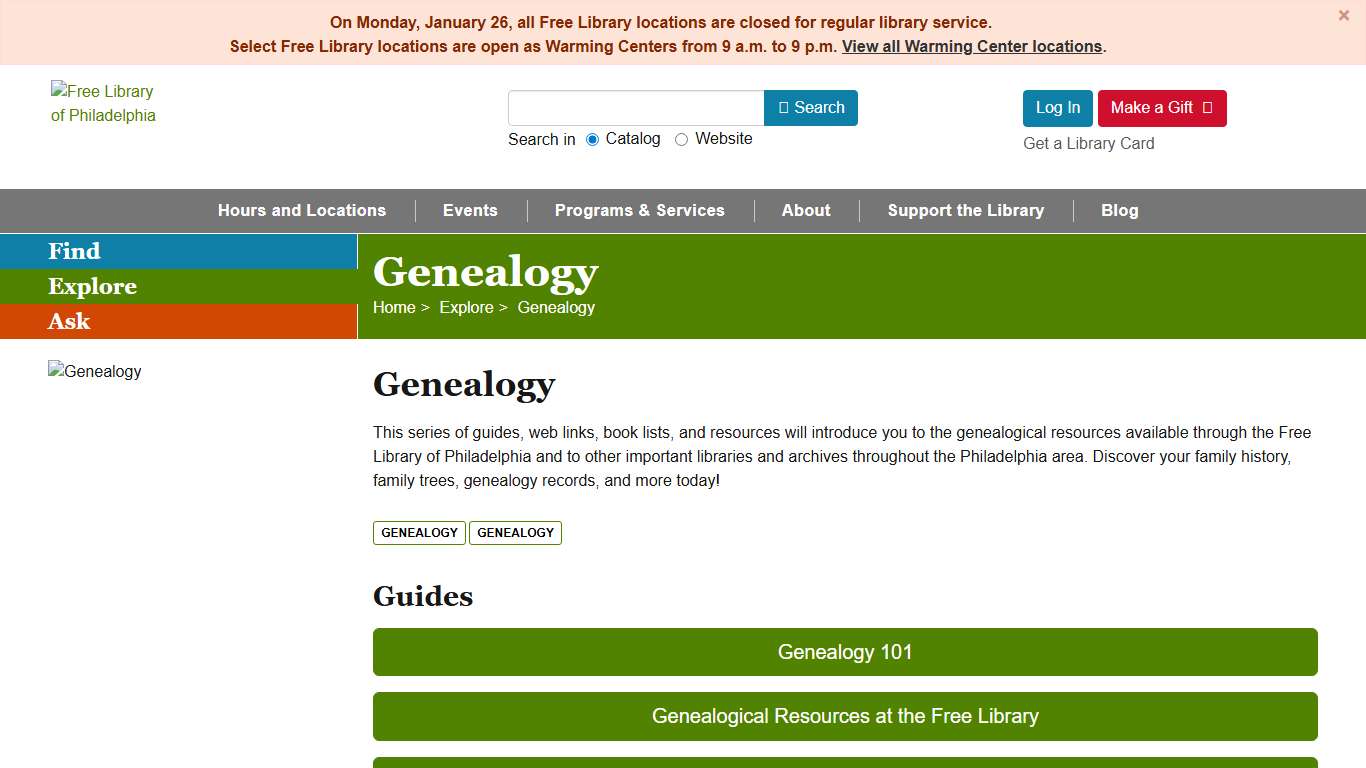 Genealogy - Free Library